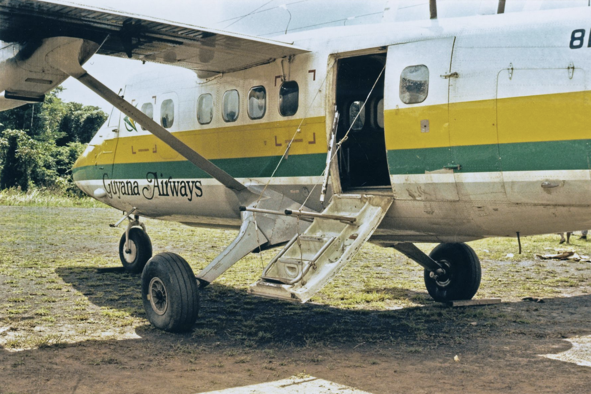 A Guyana Airways airplane photographed near Jonestown in 1978