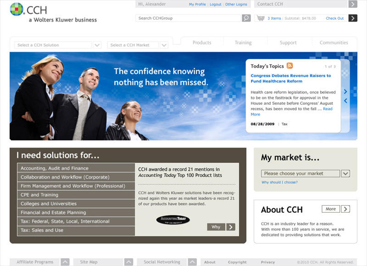 CCH Tax and Accounting site redesign example