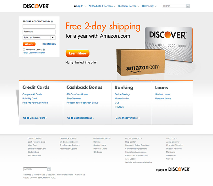 Discover Card Amazon campaign gateway graphic