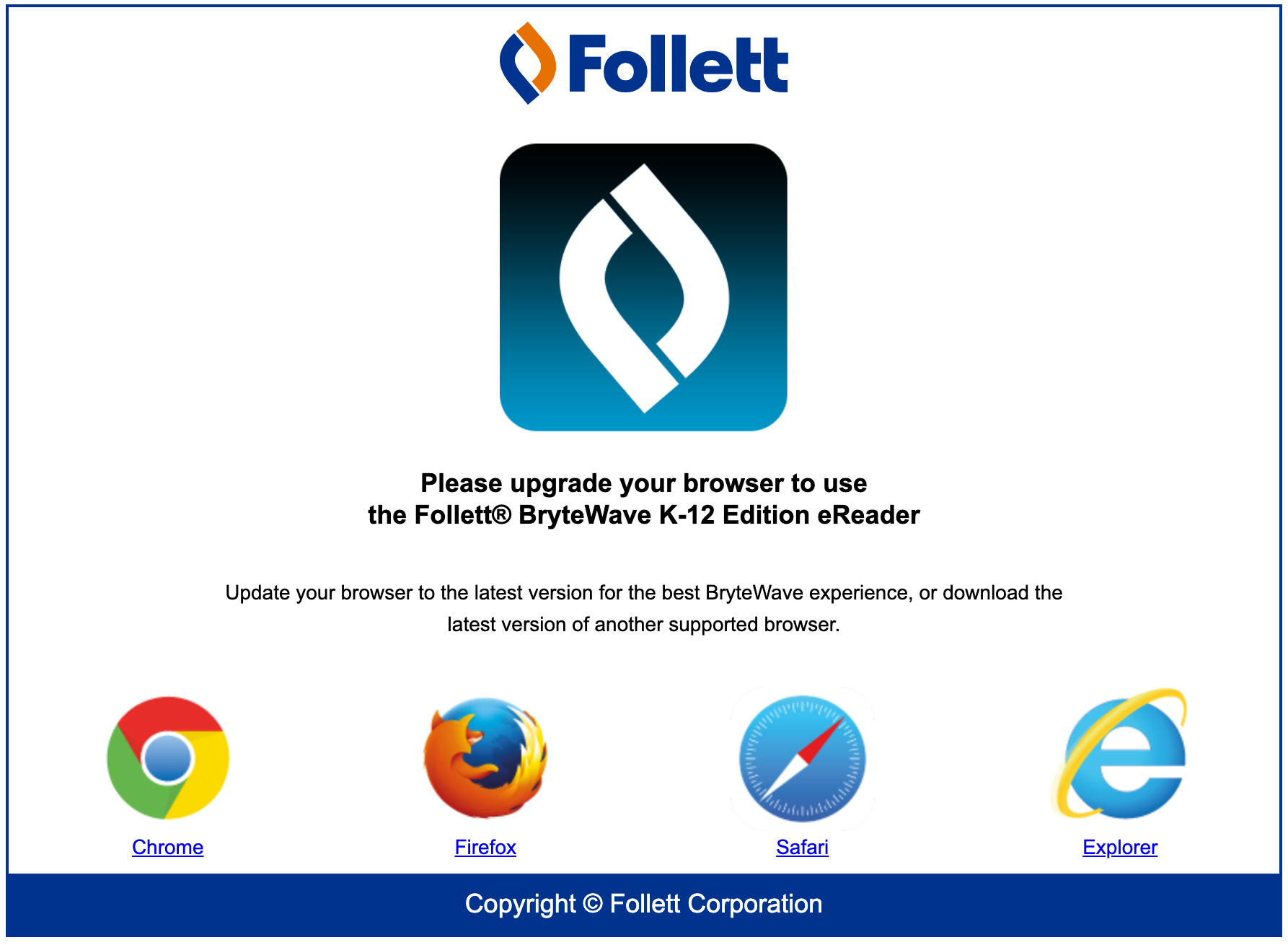Follett - Update Browser