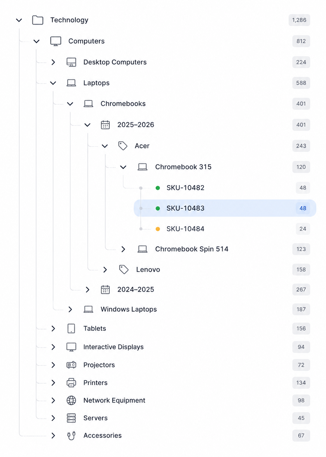Follett Destiny Tree interface example
