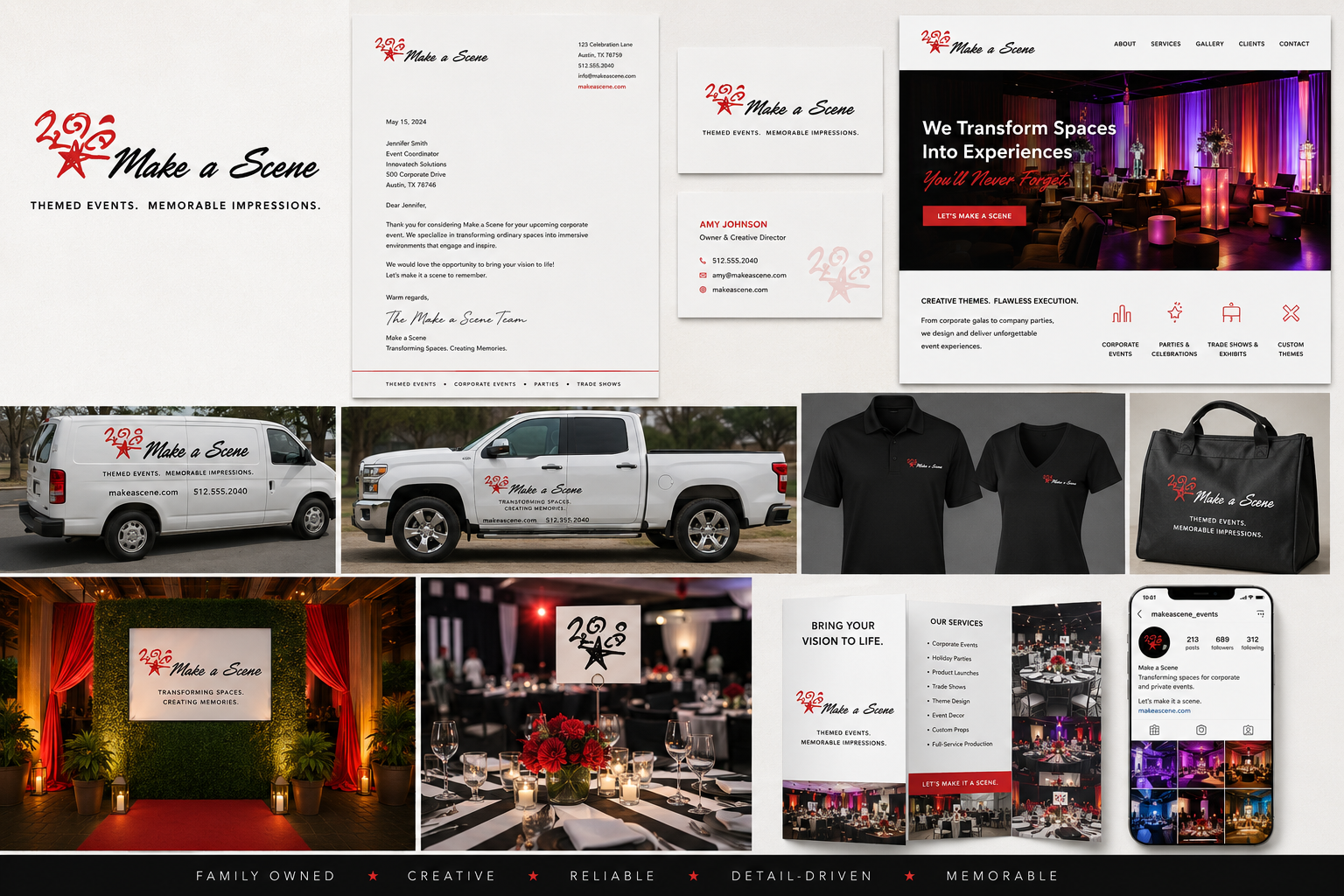Make a Scene identity applied to event signage and environmental graphics