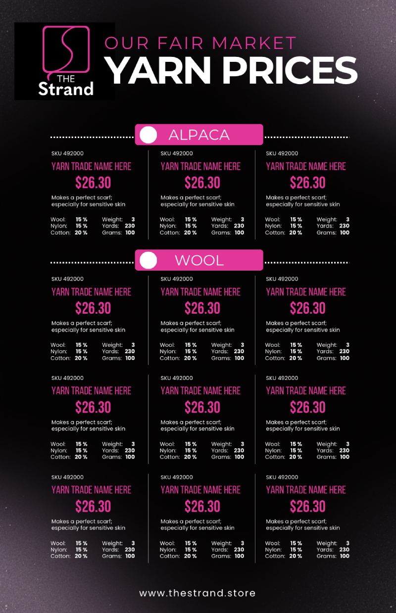 The Strand price list design